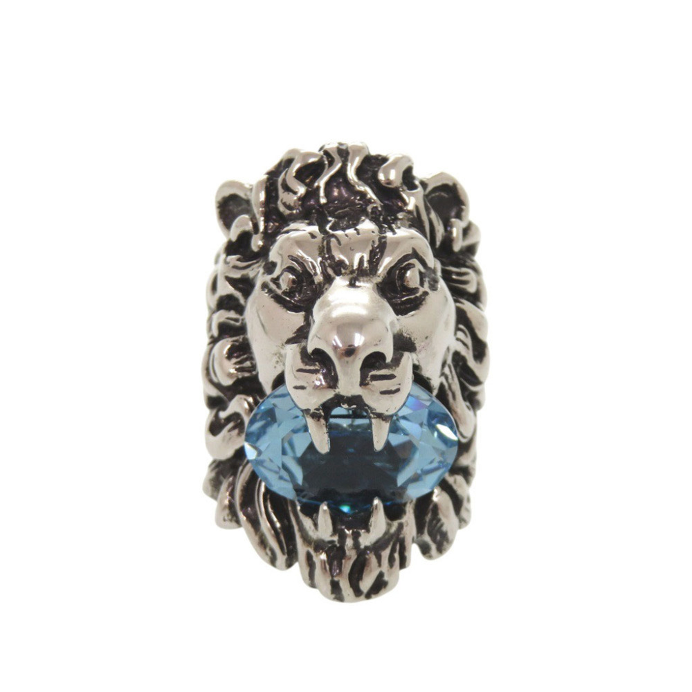 Gucci Lion Head Metal Stone Ring #10 (approx.) Silver 0362GUCCI
